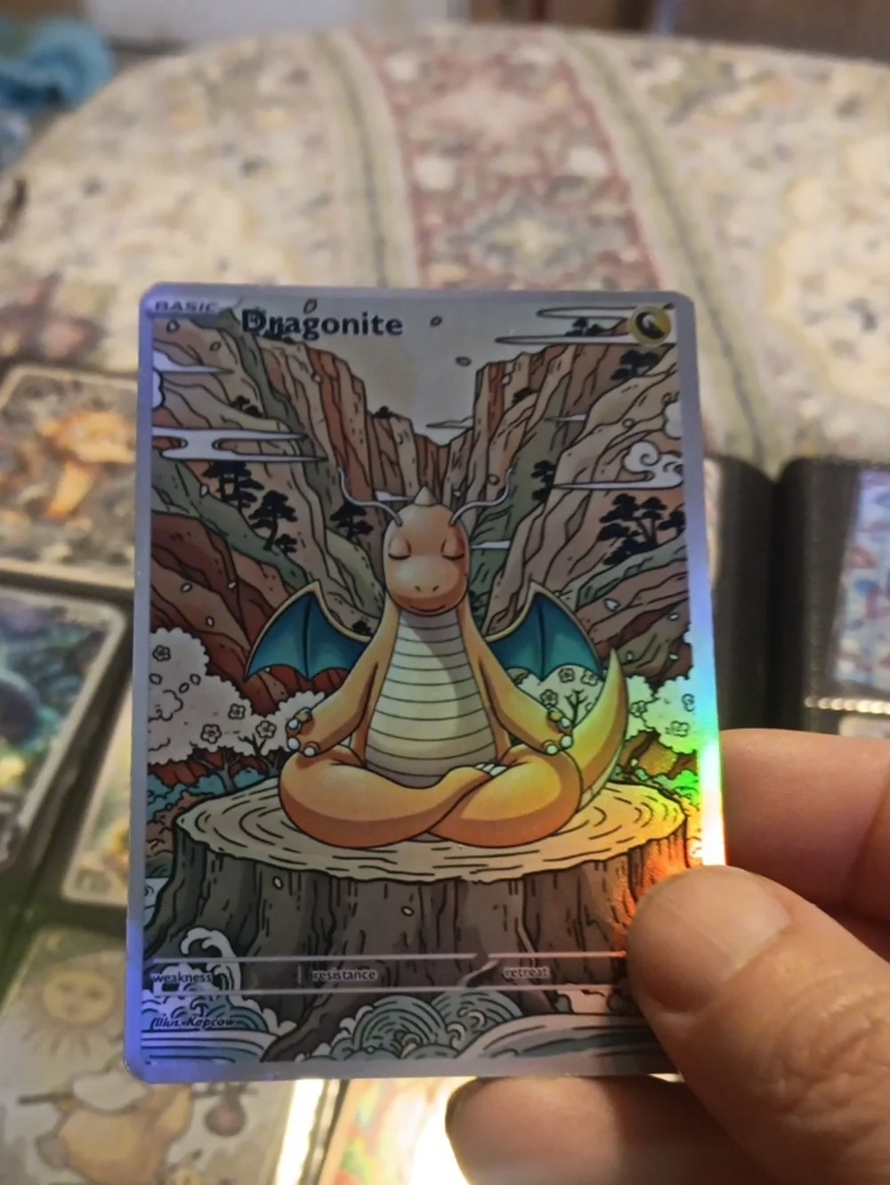 Dragonite Holographic Collectible Card - Orange/Green